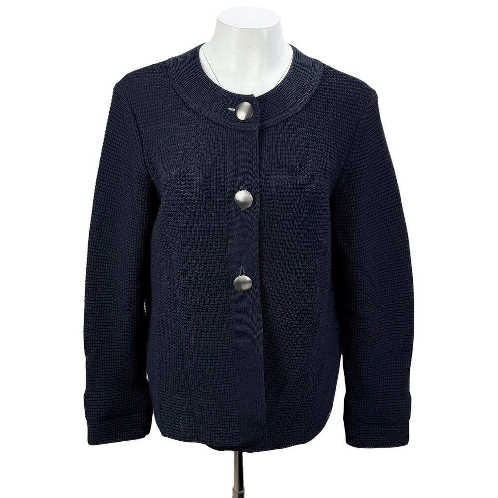 SAINT JAMES Wool Knit Navy Cardigan Women's Size 12 Made In France
